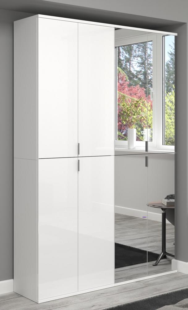 Garderobenschrank mit Spiegel ProjektX in weiß Hochglanz 122 x 193 cm Bild 1