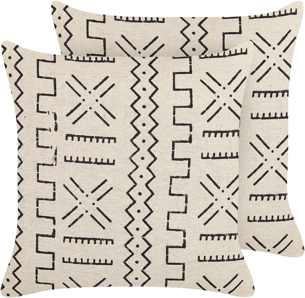 Dekokissen geometrisches Muster Baumwolle cremeweiß schwarz 45 x 45 cm 2er Set MYRICA Bild 1
