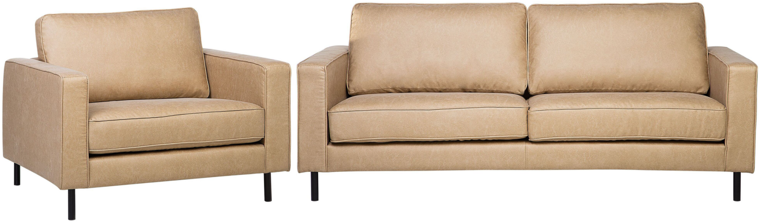 Sofa Set Lederoptik beige 4-Sitzer SAVALEN Bild 1
