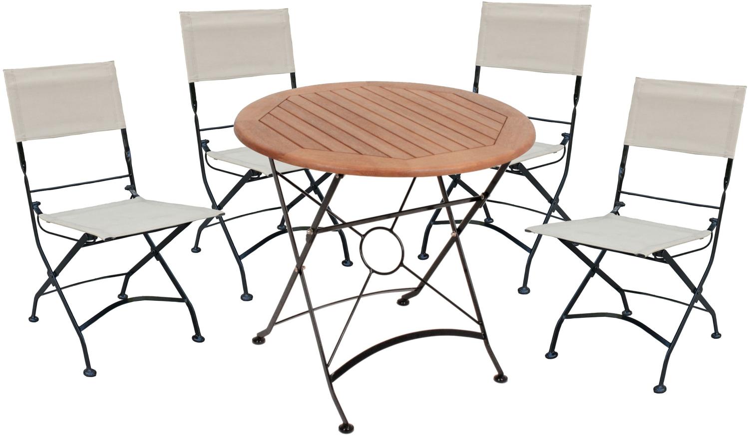 5tlg. Holz Tischgruppe Gartenmöbel Gartentisch Stuhl Garten Klappstuhl Tisch Bild 1