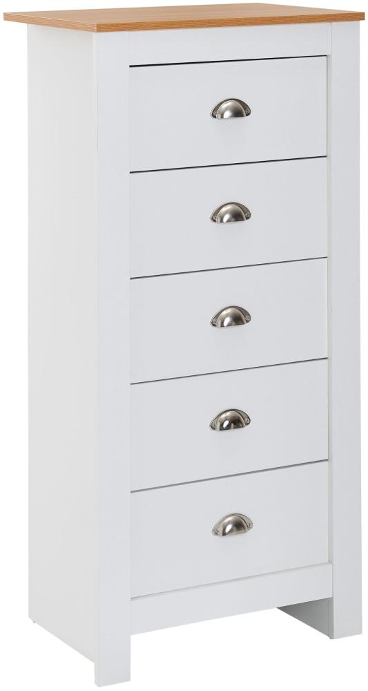 KADIMA DESIGN Eiche-Weißes Sideboard mit 5 Schubladen für Platzsparenden Stauraum. Bild 1