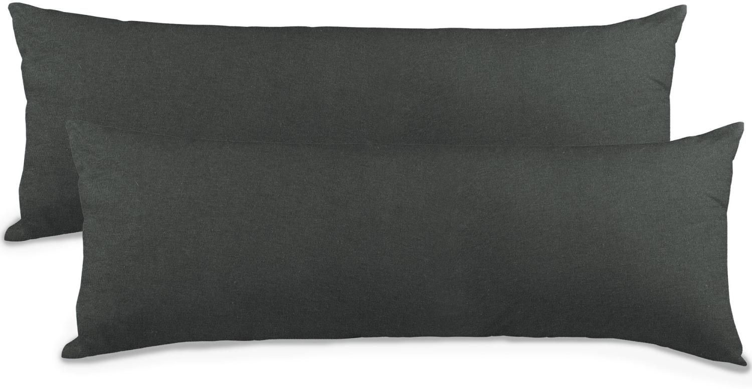 aqua-textil Classic Line Kissenbezug 2er-Set 40 x 145 cm anthrazit grau Baumwolle Seitenschläferkissen Bezug Reißverschluss Bild 1