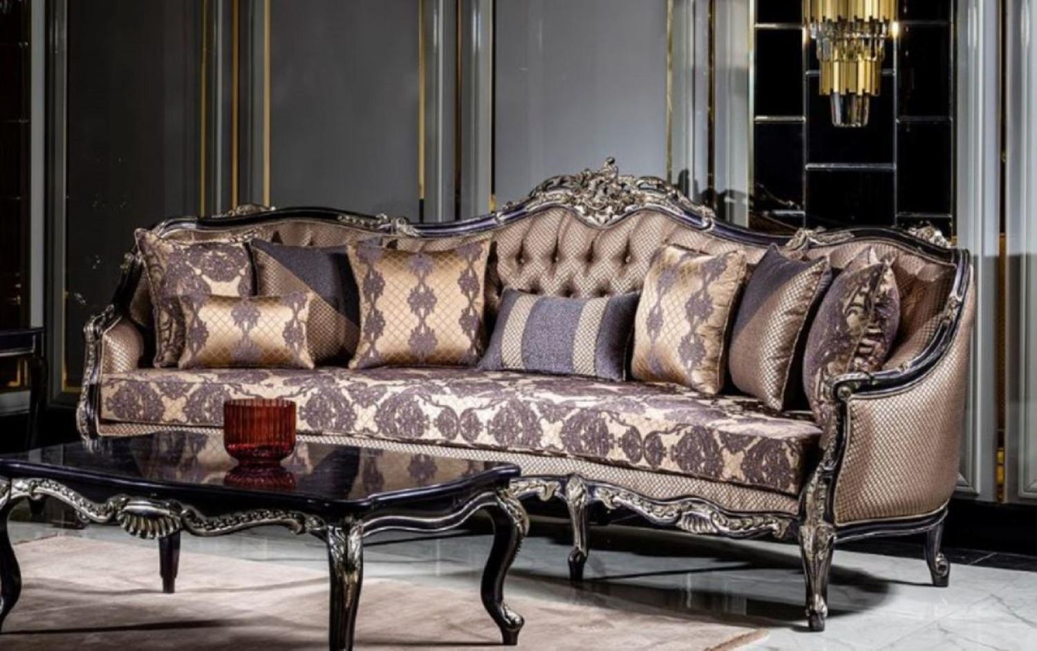 Casa Padrino Luxus Barock Sofa Gold / Lila - Prunkvolles Wohnzimmer Sofa mit elegantem Muster und dekorativen Kissen Bild 1