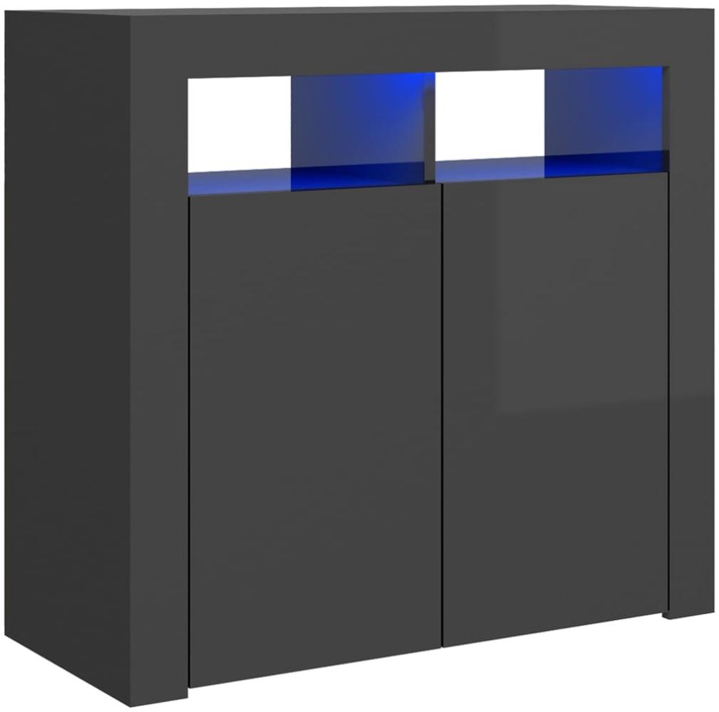 vidaXL Sideboard mit LED-Leuchten Hochglanz-Grau 80x35x75 cm Bild 1