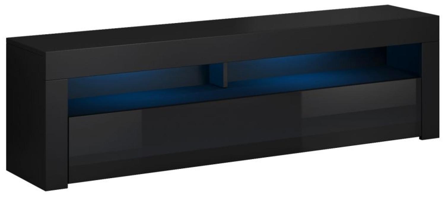 TV-Lowboard Live Hochglanz schwarz mit Beleuchtung 160 cm Bild 1