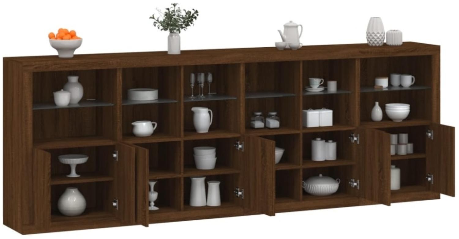 vidaXL Sideboard mit LED-Leuchten Braun Eichen-Optik 283x37x100 cm Bild 1