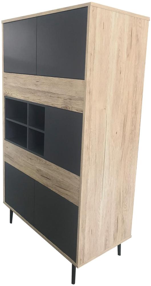 Highboard aus MDF - 78 x 130 x 39 cm - mit 5 Türen, 4 offene Fächer - Natur Bild 1