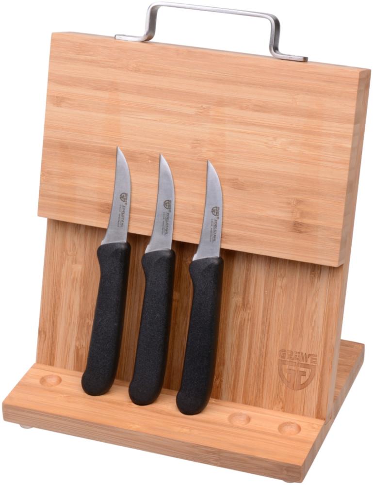 Magnet-Messerhalter Bambus klein mit Küchenmessern schwarz Bild 1