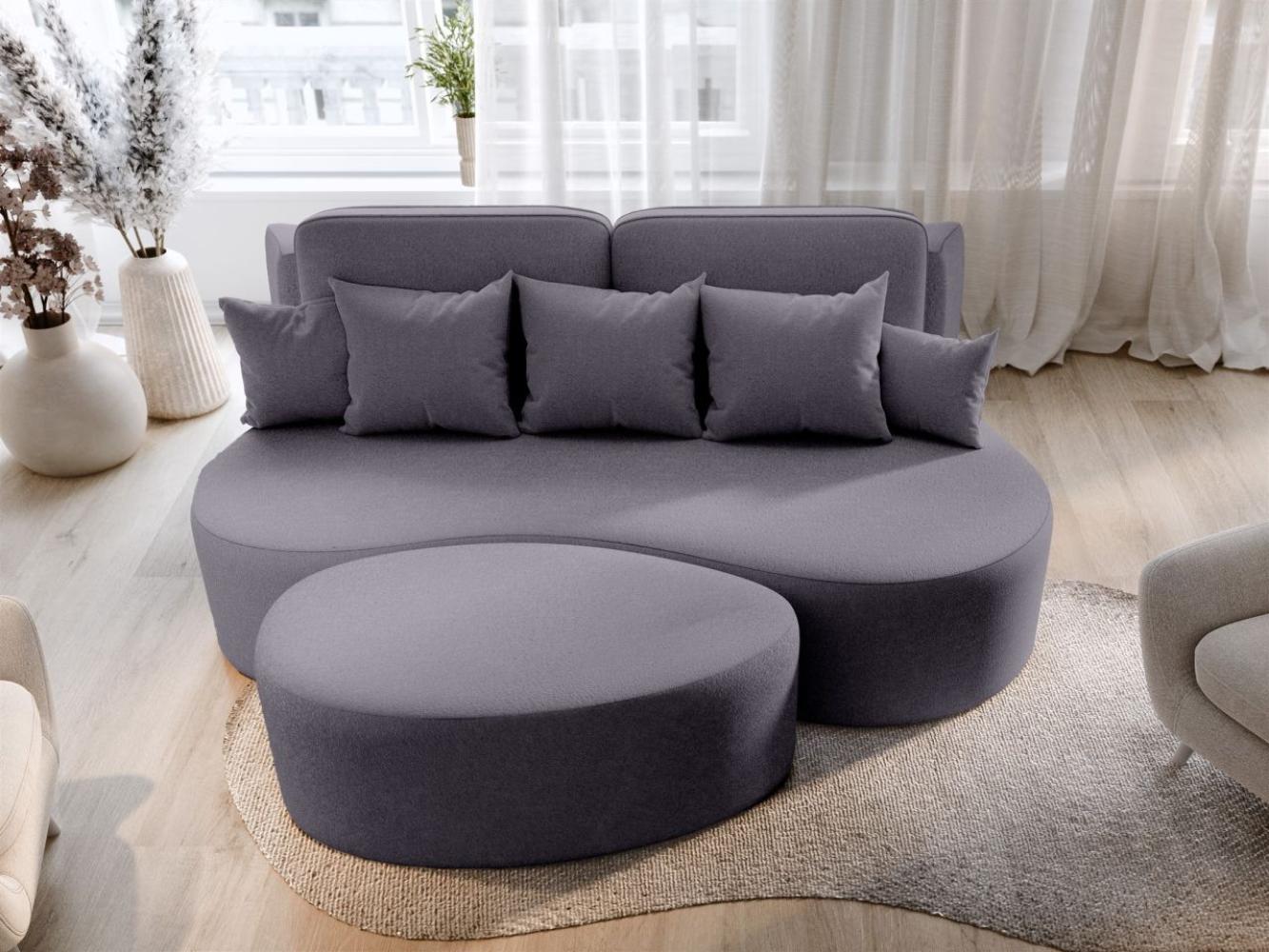 Schlafsofa Designersofa Sofa BIONA in Stoff Doha Dunkelgrau inkl. Couchhocker Bild 1