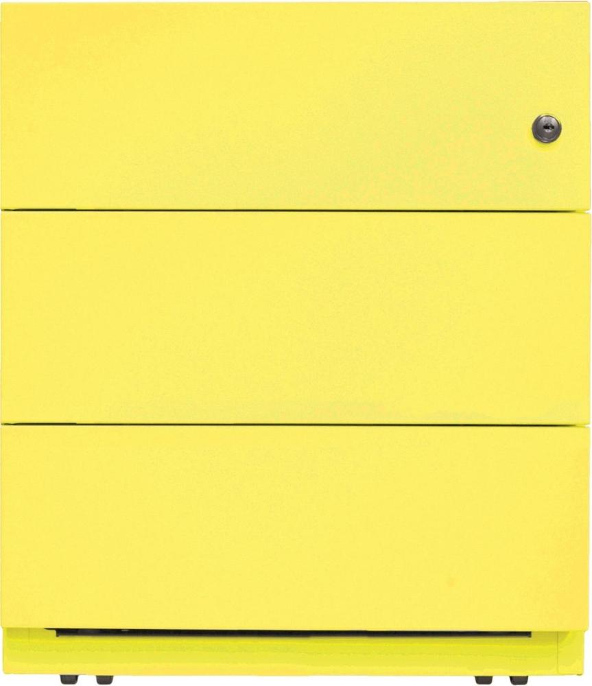 Rollcontainer Note™ mit Griffleiste, 3 Universalschubladen, Farbe zinkgelb Bild 1
