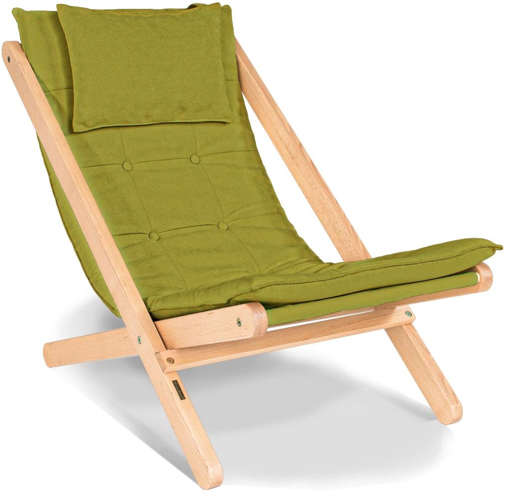 Marior HOME 'ALLEGRO' Liegestuhl mit weichem Sitzpolster, Natürlich, Grün Bild 1