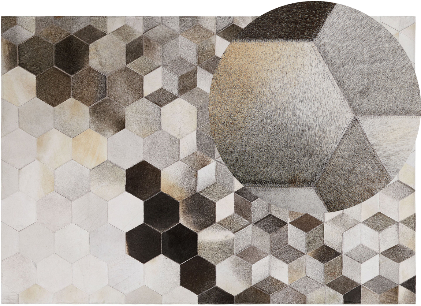 Teppich Kuhfell grau weiß 160 x 230 cm geometrisches Muster Kurzflor SASON Bild 1