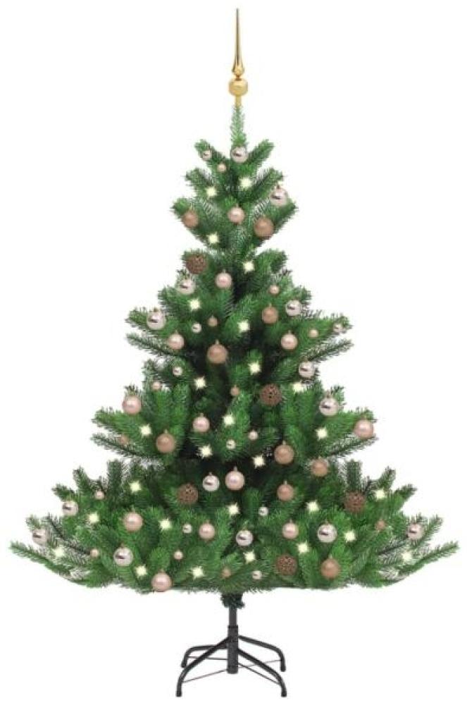 vidaXL Künstlicher Weihnachtsbaum Nordmann LED & Kugeln Grün 210 cm, Mit Beleuchtung [3077647] Bild 1