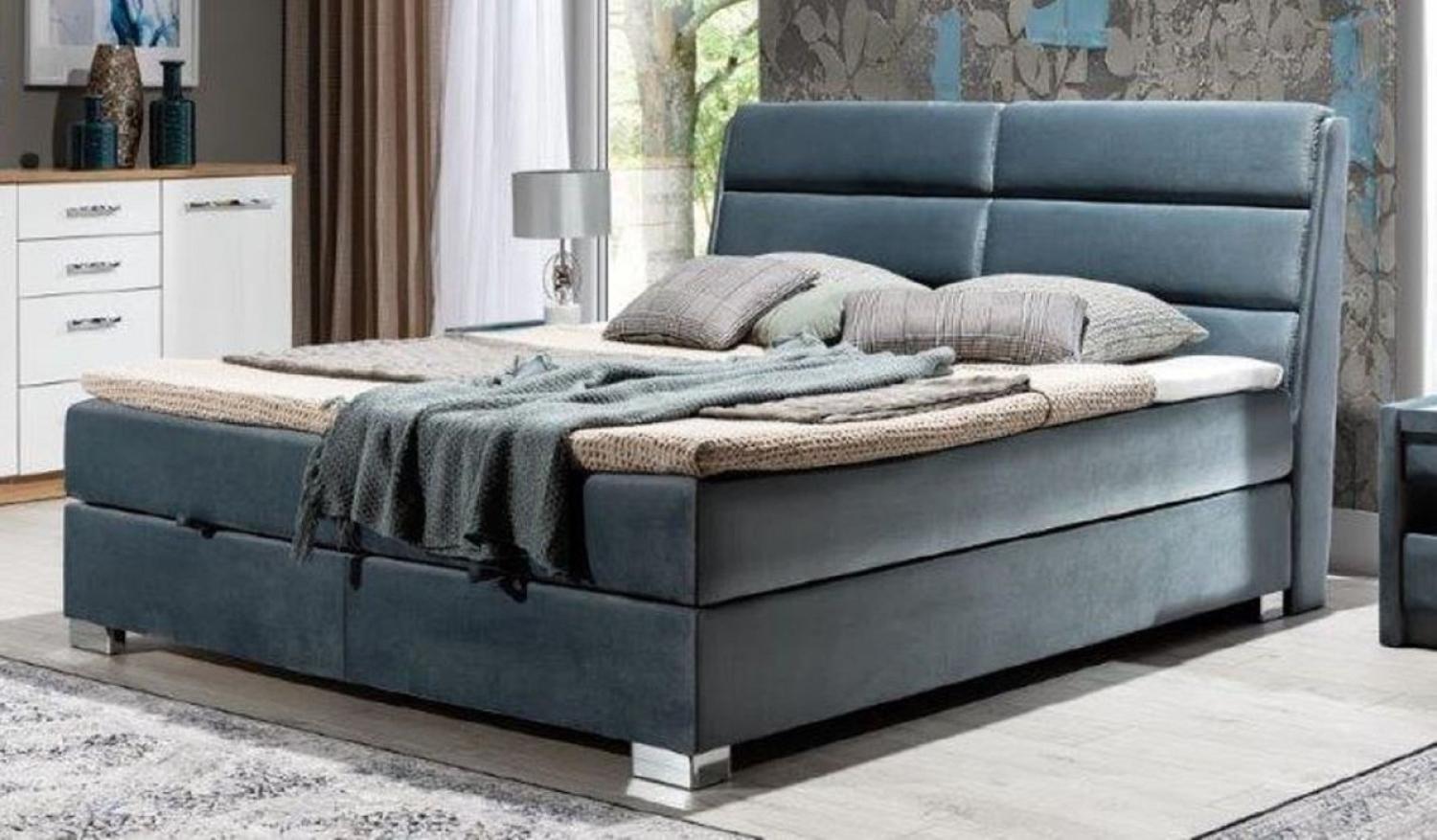 Casa Padrino Luxus Doppelbett Grau / Silber - Modernes Massivholz Bett mit Kopfteil und Matratze - Moderne Schlafzimmer Möbel - Luxus Kollektion Bild 1