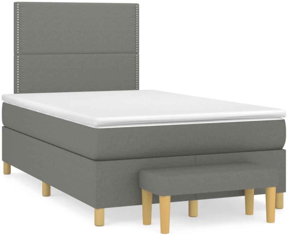 vidaXL Boxspringbett mit Matratze Dunkelgrau 120x190 cm Stoff Bild 1