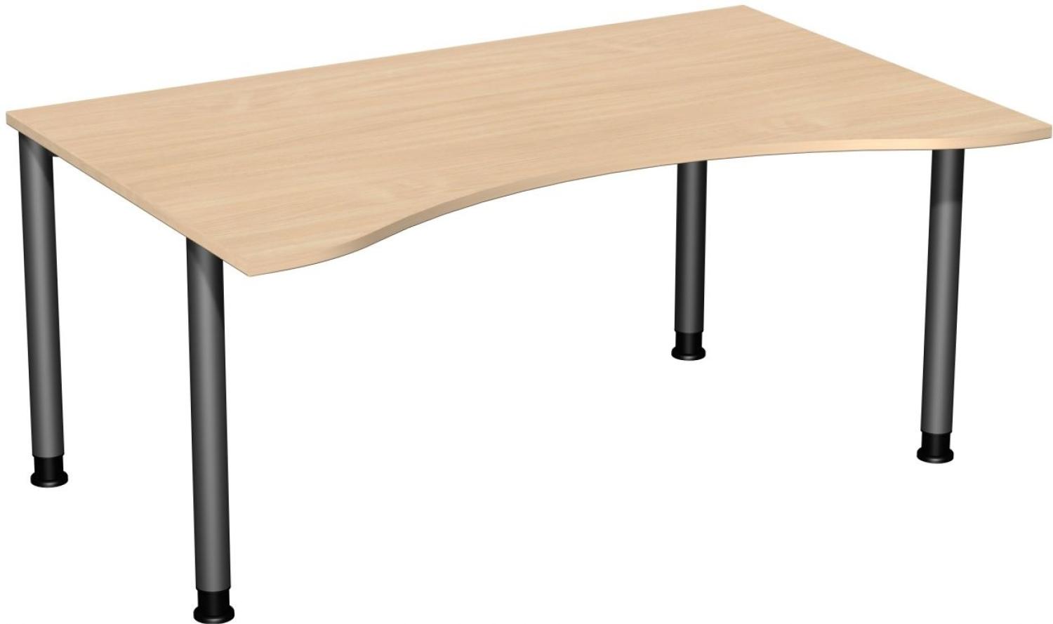 Schreibtisch '4 Fuß Flex' höhenverstellbar, 160x100cm, Buche / Anthrazit Bild 1