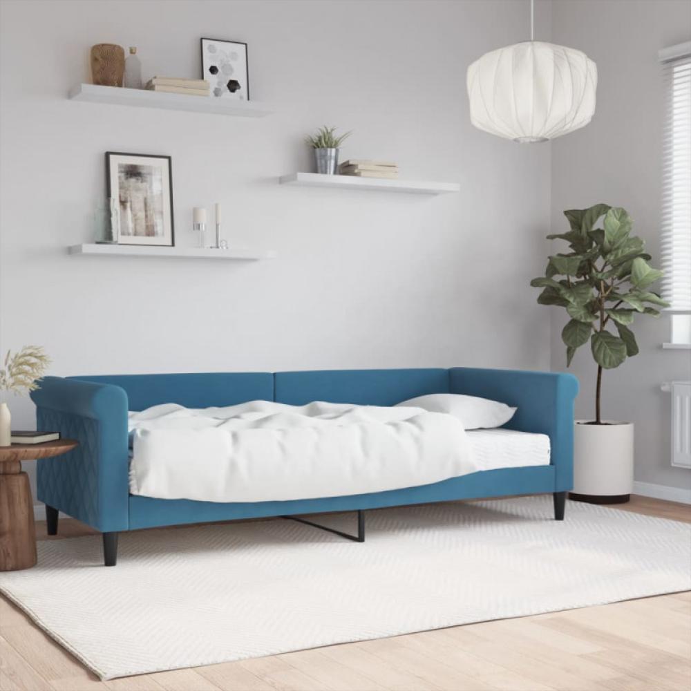 Tagesbett mit Matratze Blau 80x200 cm Samt (Farbe: Blau) Bild 1