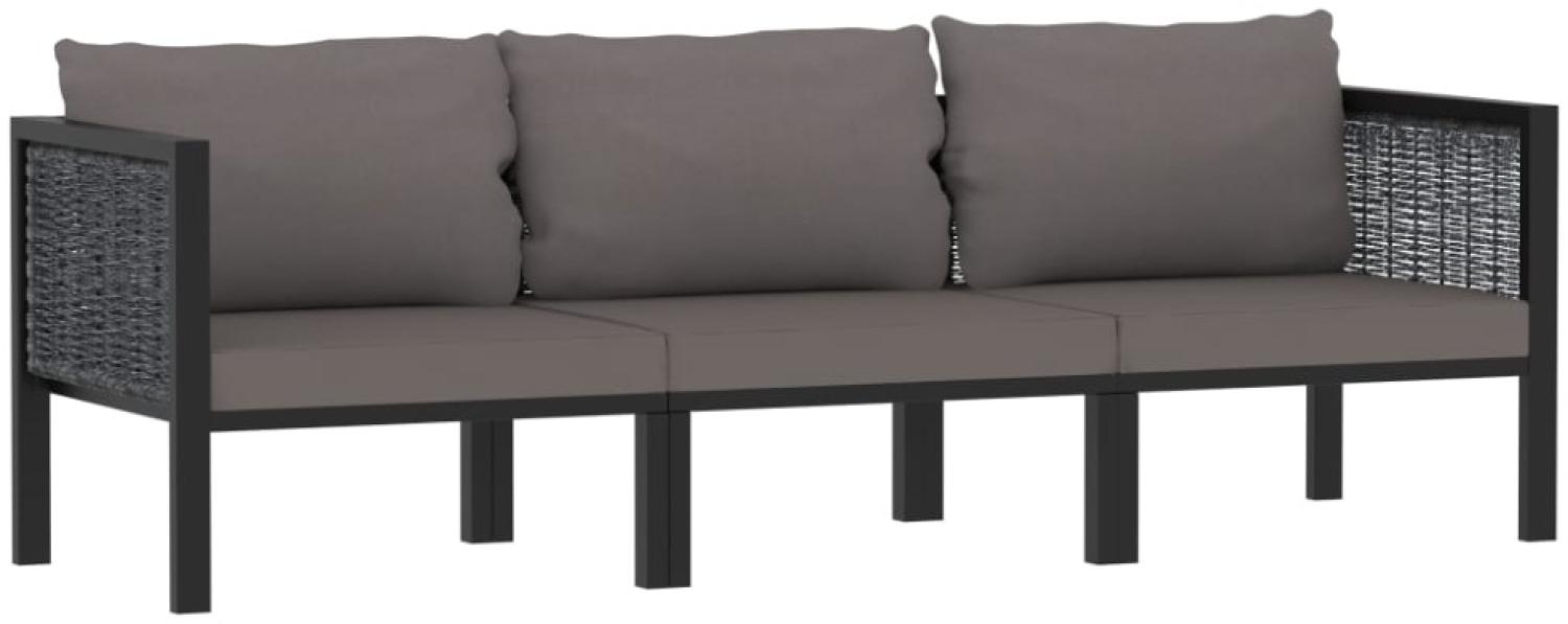 3-Sitzer-Sofa mit Auflage Anthrazit Poly Rattan Bild 1