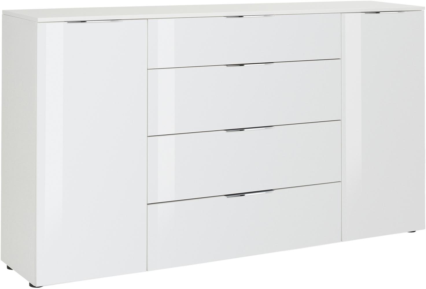 Kommode "78163468" in weiß matt - Weißglas mit 4 Schubladen und 2 Türen. Abmessungen (BxHxT) 180x100x40 cm Bild 1
