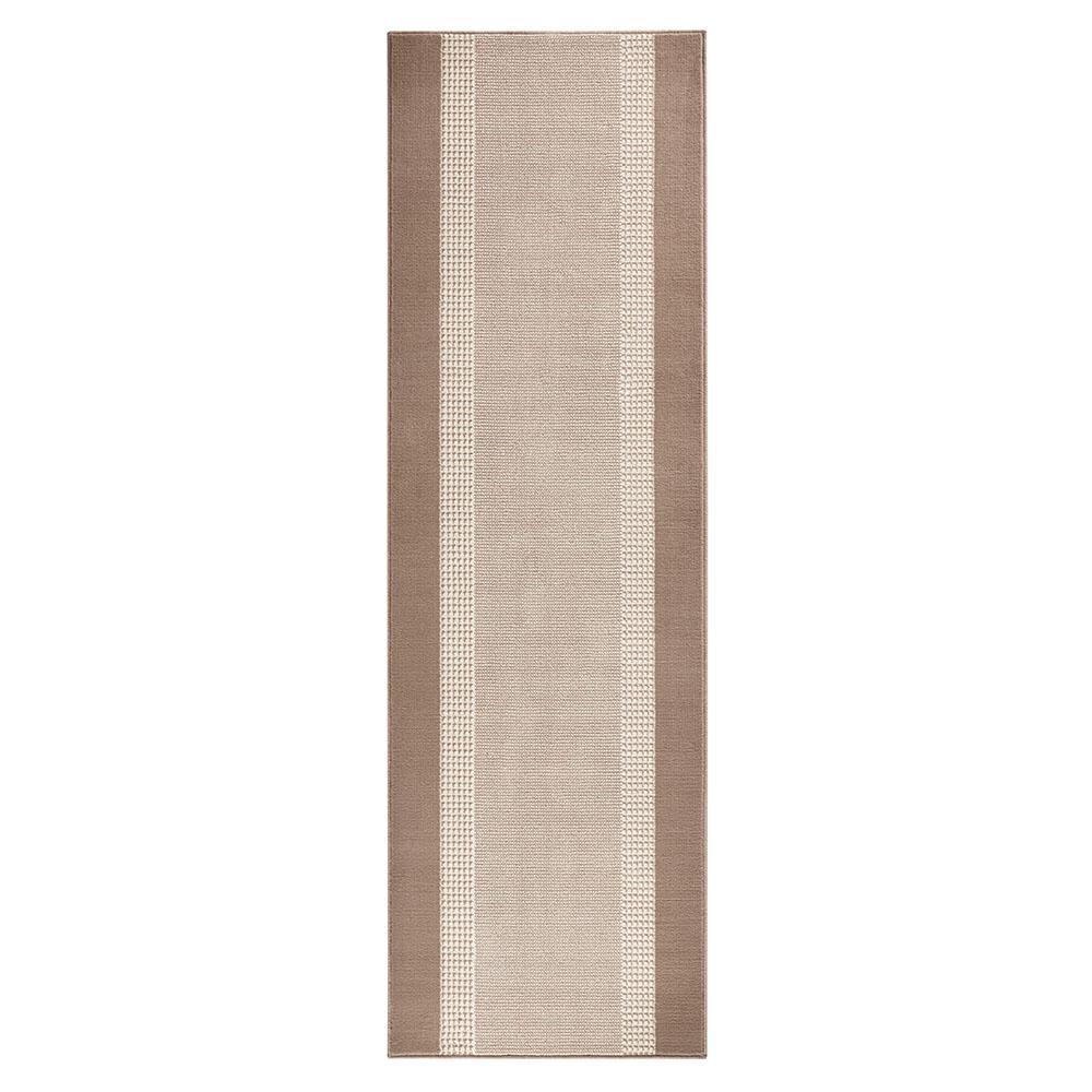 Kurzflor Teppich Läufer Band Creme Beige - 80x450x0,9cm Bild 1