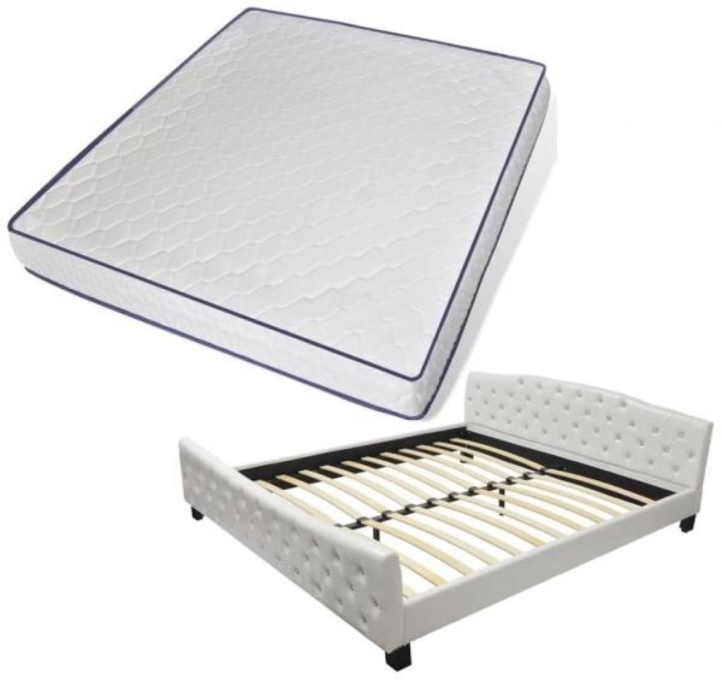 Bett mit Memory-Schaum-Matratze Weiß Kunstleder 180×200 cm Bild 1