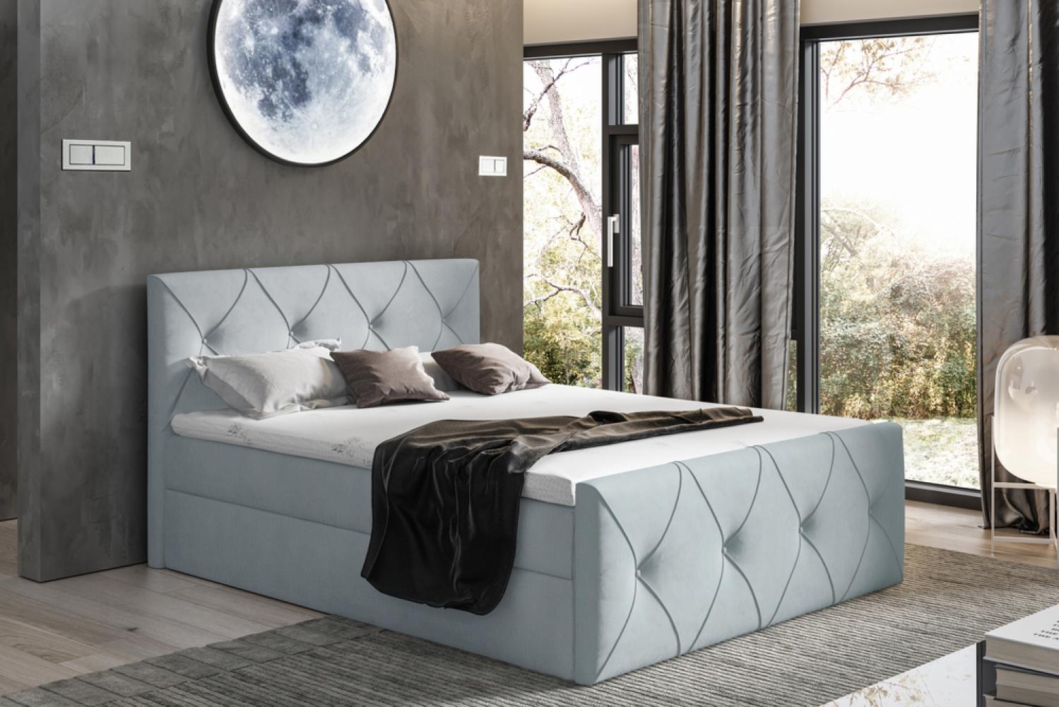 Stylefy 'Arian Lux' Boxspringbett, Velours  Silber 120 x 200 cm Bild 1