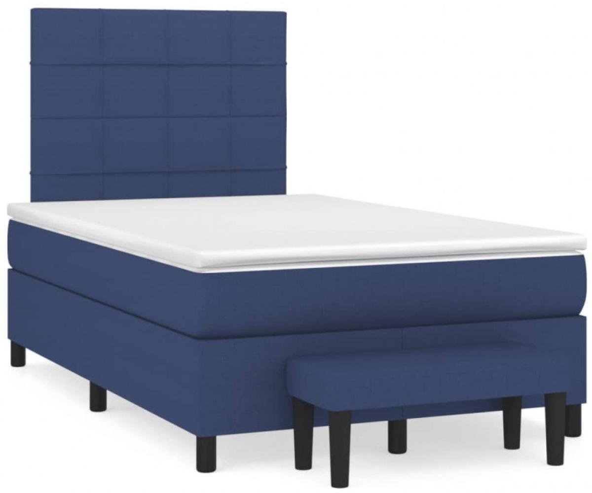 Boxspringbett mit Matratze Blau 120x190 cm Stoff (Farbe: Blau) Bild 1