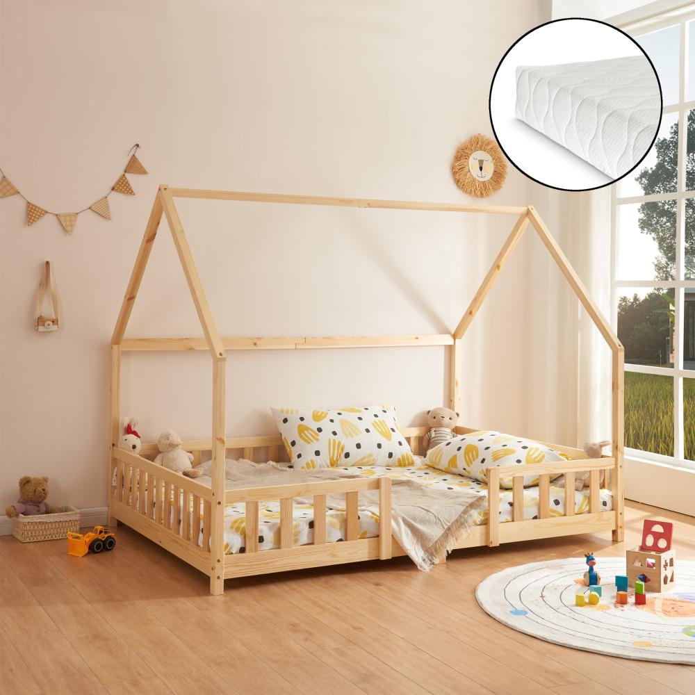 Kinderbett Sisimiut mit Matratze 120x200 cm Holzfarben [en. casa] Bild 1