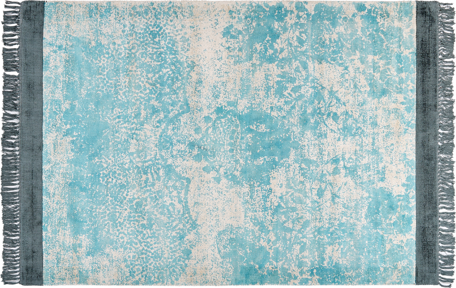Teppich Viskose hellblau beige 160 x 230 cm cm orientalisches Muster Kurzflor AKARSU Bild 1