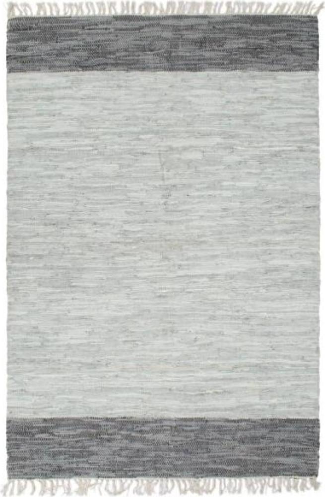 vidaXL Handgewebter Chindi-Teppich Leder 120x170 cm Grau [133970] Bild 1