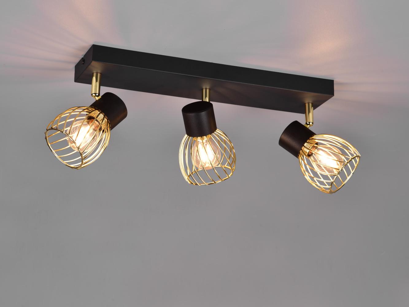 LED Deckenstrahler mit Gitter Lampenschirmen in Gold, Breite 43cm Bild 1