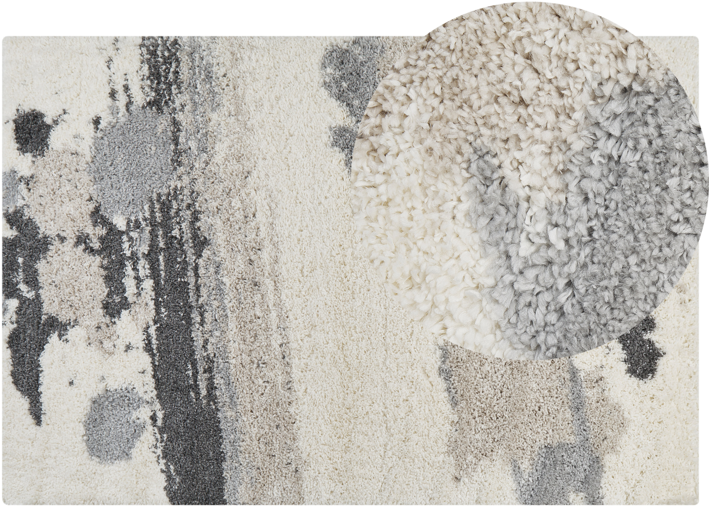 Teppich weiß grau 200 x 300 cm Shaggy Langflor GORIS Bild 1