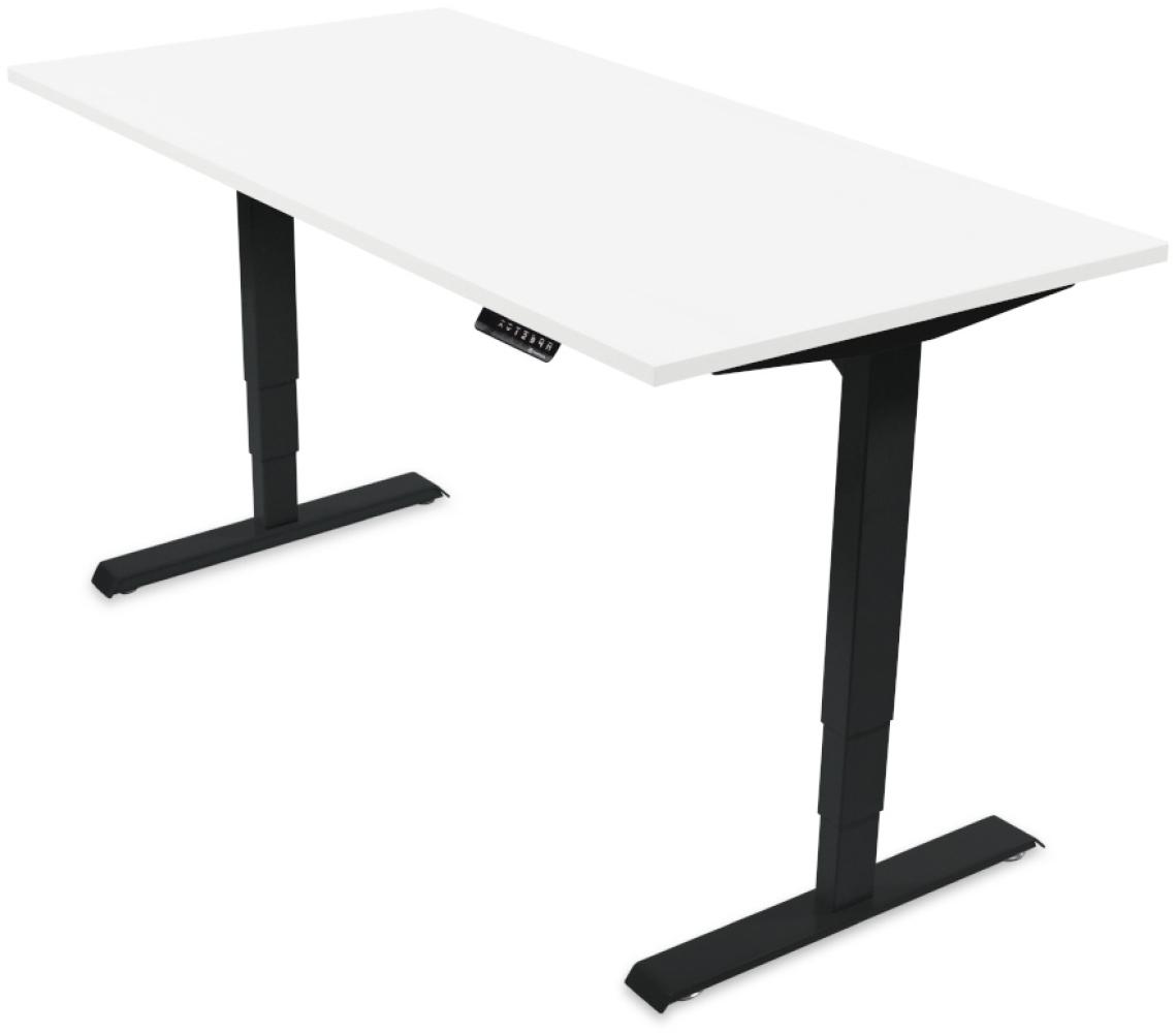 Desktopia Pro - Elektrisch höhenverstellbarer Schreibtisch / Ergonomischer Tisch mit Memory-Funktion, 5 Jahre Garantie - (Weiß, 120x80 cm, Gestell Schwarz) Bild 1