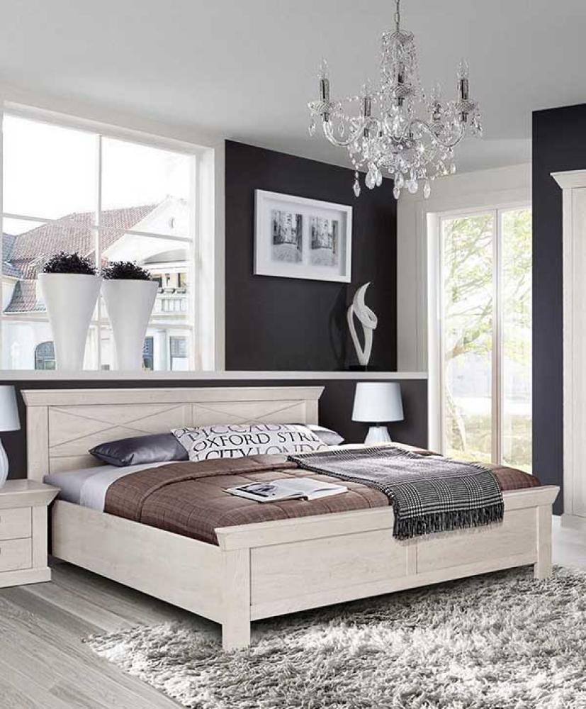 Schlafzimmer-Set "Kashmir" Schlafzimmergarnitur 4-teilig pinie weiß Landhaus-Stil Bild 1
