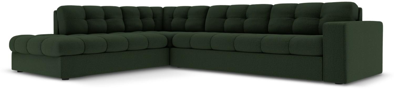 Micadoni 5-Sitzer Ecke links Sofa Justin | Bezug Dark Green | Beinfarbe Black Plastic Bild 1