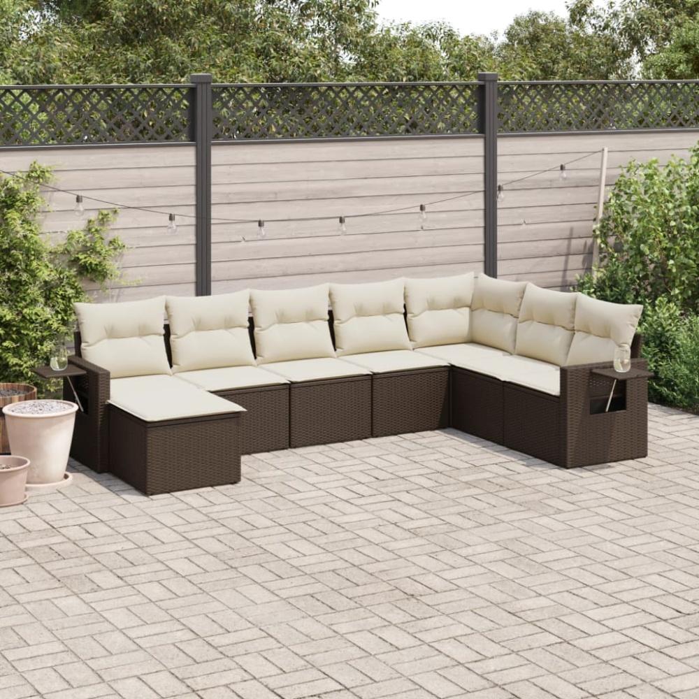 vidaXL 8-tlg. Garten-Sofagarnitur mit Kissen Braun Poly Rattan Bild 1