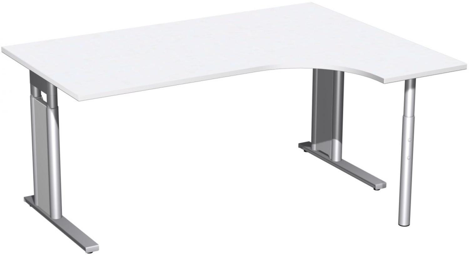 PC-Schreibtisch rechts, höhenverstellbar, 160x120cm, Weiß / Silber Bild 1