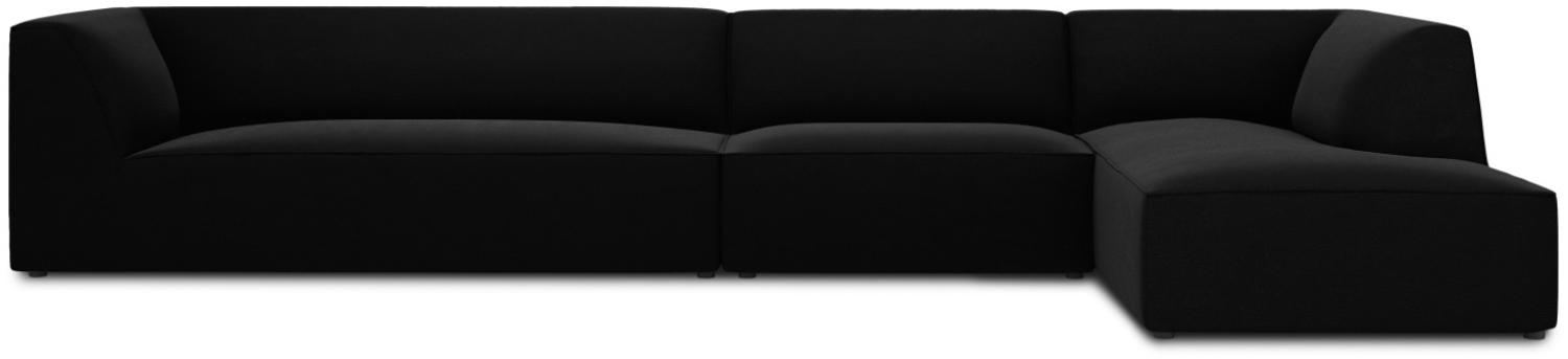 Micadoni 5-Sitzer Samtstoff Modular Ecke rechts Sofa Ruby | Bezug Black | Beinfarbe Black Plastic Bild 1