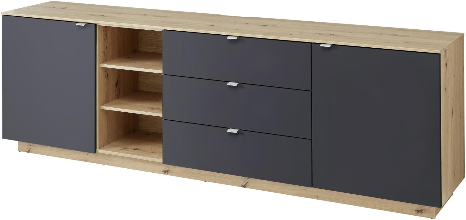 TV-Board >Core< in schwarz supermatt Dekor, MDF, Spannplatte - 240x77x44 (BxHxT) Bild 1