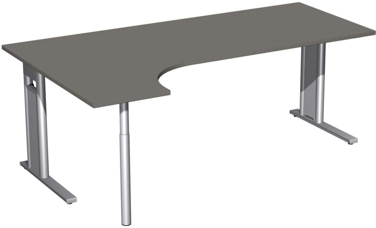 PC-Schreibtisch 'C Fuß Pro' links, feste Höhe 200x120x72cm, Graphit / Silber Bild 1