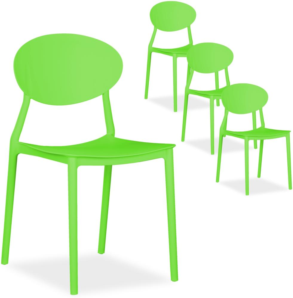 Gartenstuhl 4er Set Grün Stühle Küchenstühle Kunststoff Stapelstühle Balkonstuhl Outdoor-Stuhl Bild 1