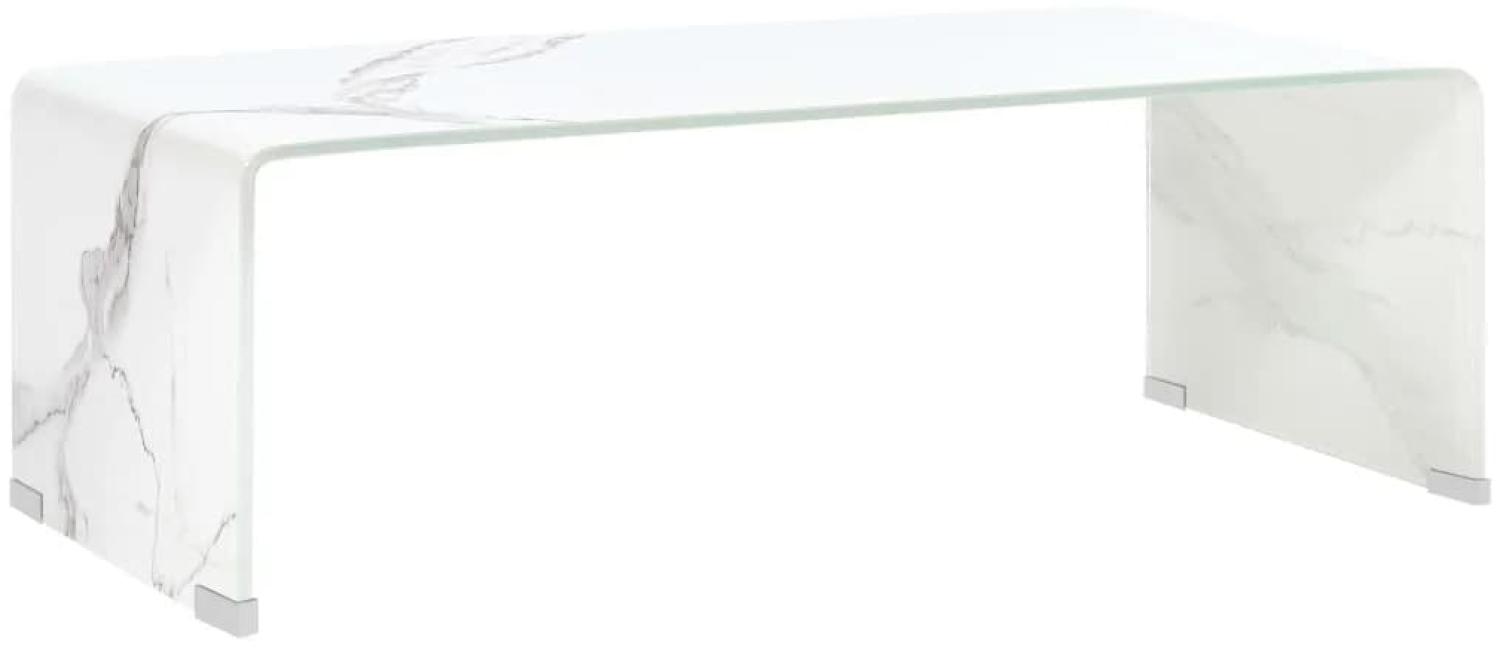 vidaXL Couchtisch Weiß Marmor-Optik 98x45x31 cm Hartglas Bild 1