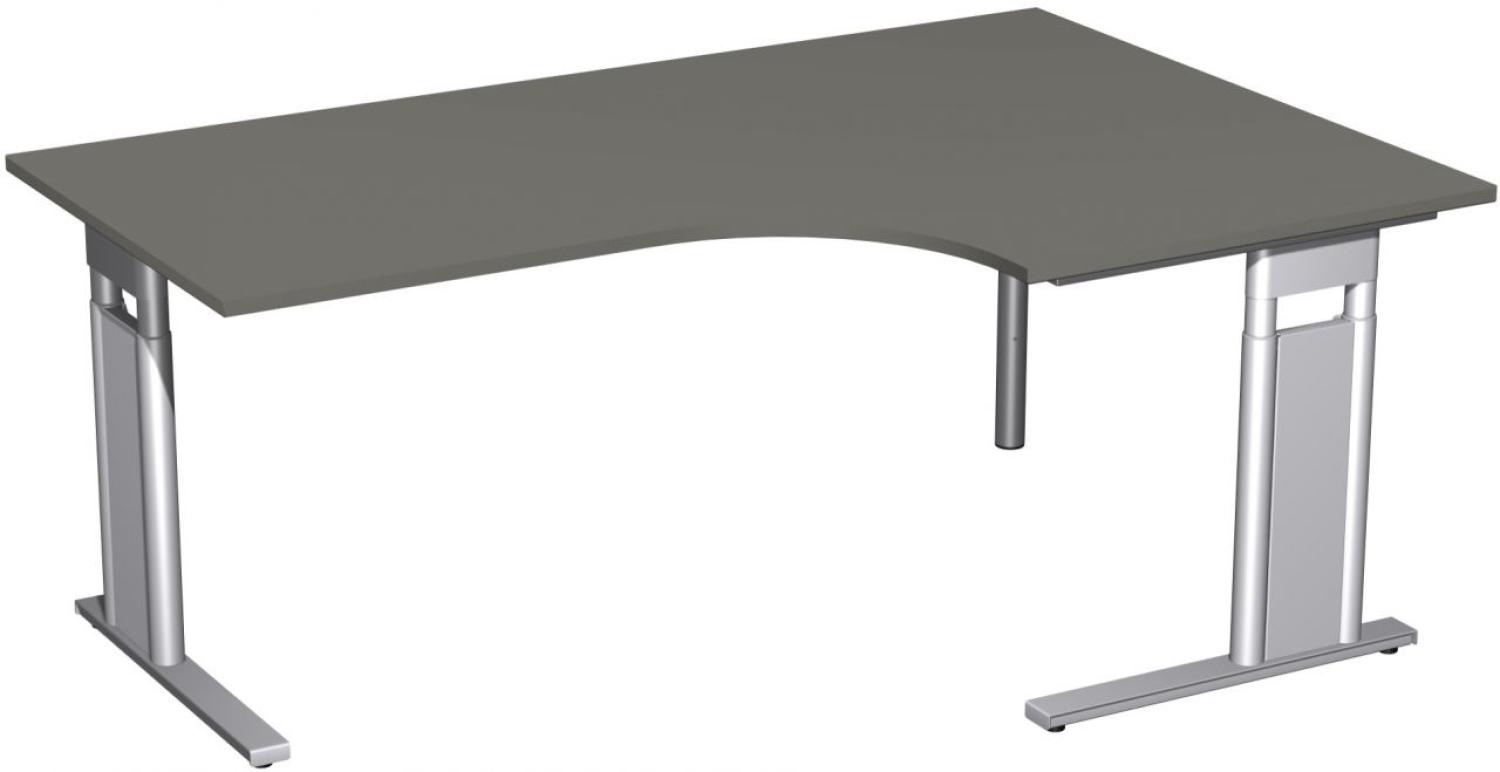 PC-Schreibtisch rechts, höhenverstellbar, 180x120cm, Graphit / Silber Bild 1