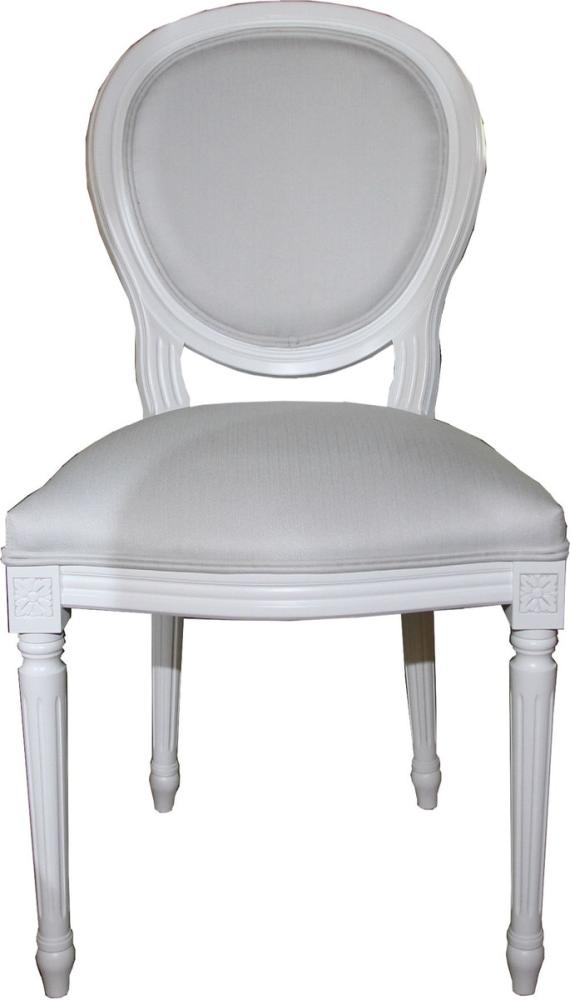 Casa Padrino Luxus Barock Esszimmer Stuhl Weiß / Weiß - Luxus Qualität Bild 1