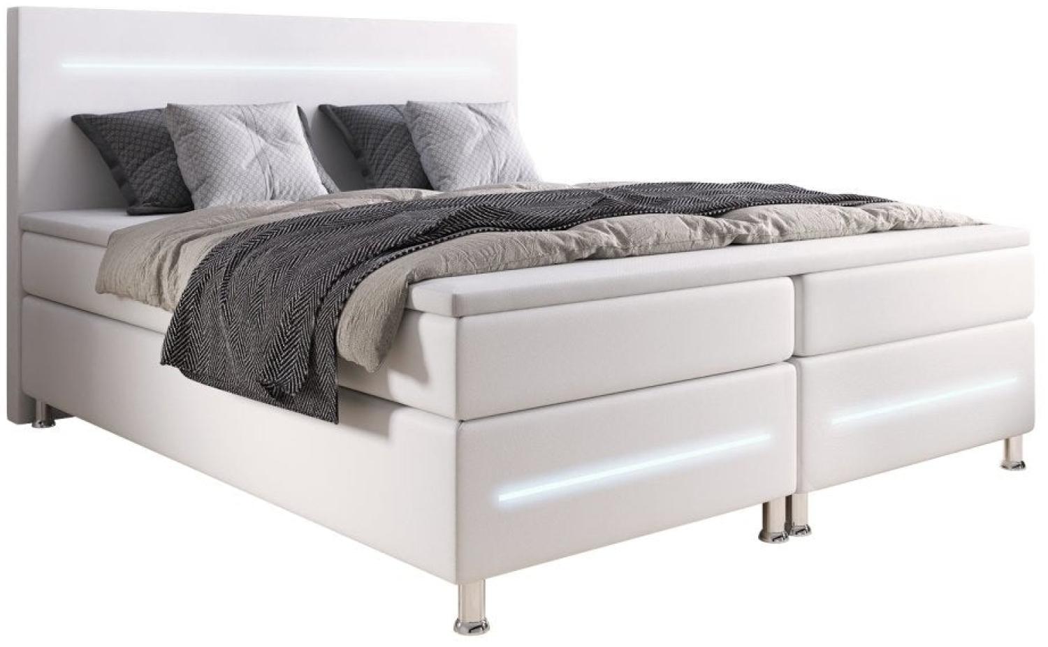 Boxspringbett Sejour mit LED 180x200 H2 Weiß Bild 1