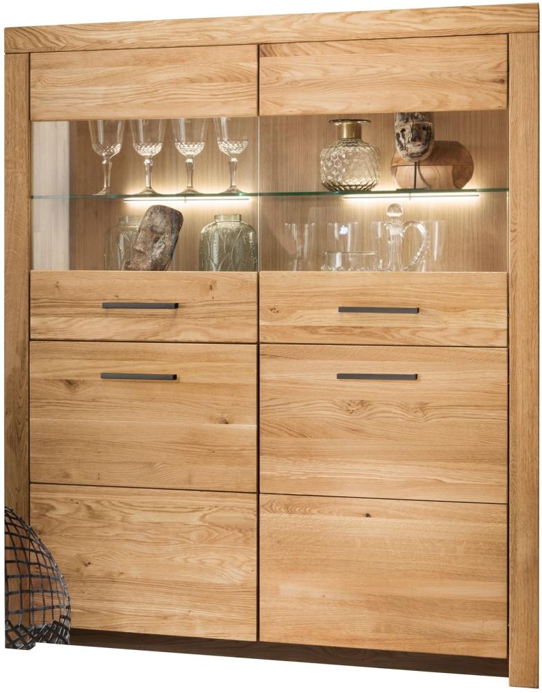 Highboard >WZ-0169< (BxHxT: 117,7x141,2x40 cm) in natur geölt aus Wildeiche Bild 1