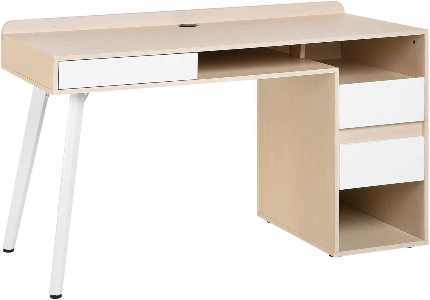 Schreibtisch weiß / heller Holzfarbton 130 x 60 cm 3 Schubladen CARACAS Bild 1