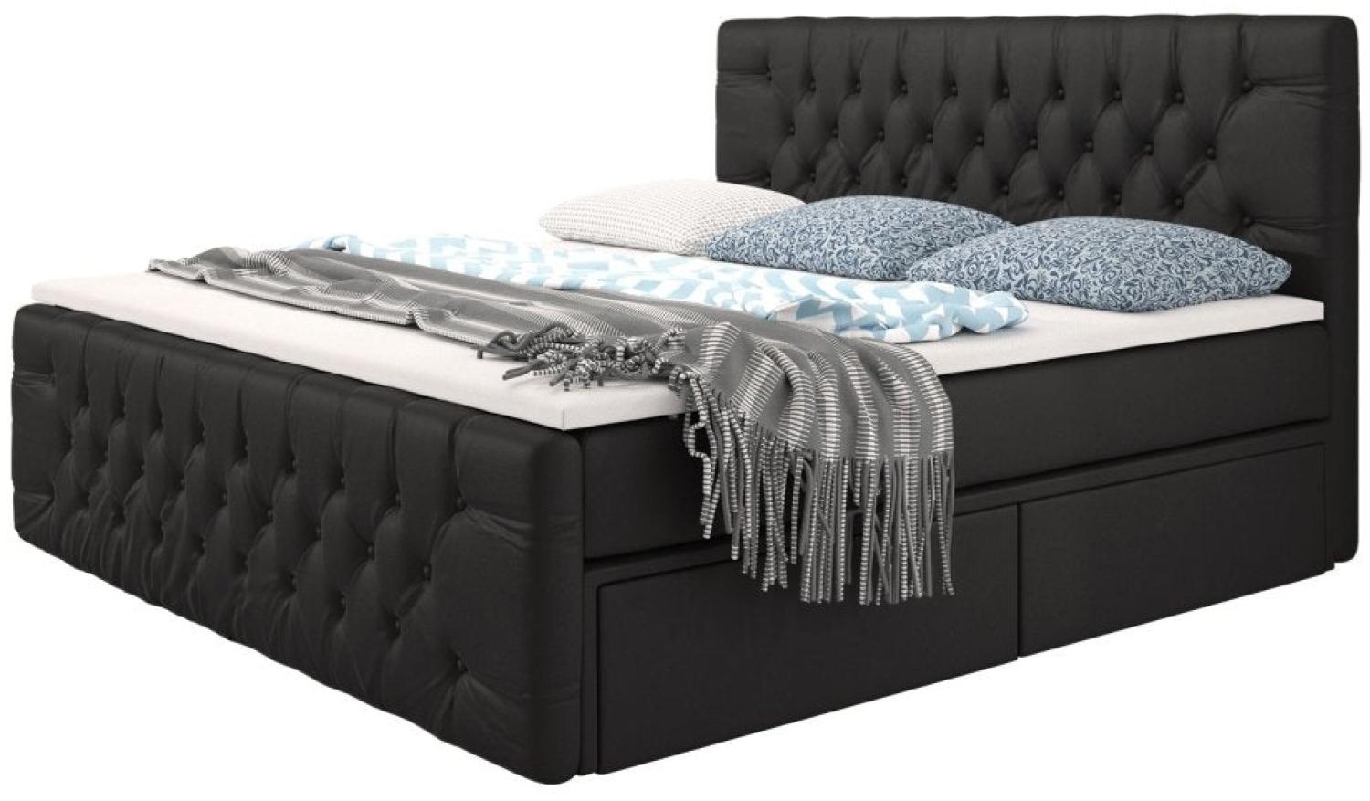 Boxspringbett Bellissimo mit 4 Schubladen 180x200 H3 Schwarz Bild 1