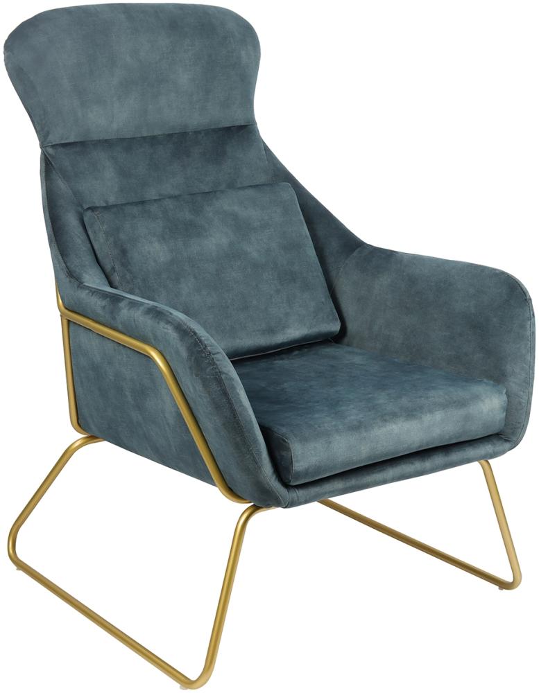 Relaxsessel Samtvelours Blau Sessel Polstersessel Ohrensessel Loungesessel Bild 1