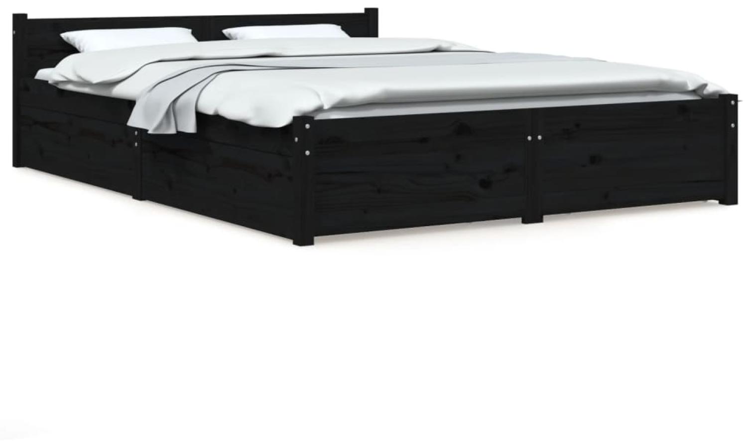 vidaXL Bett mit Schubladen Schwarz 120x200 cm [3103558] Bild 1